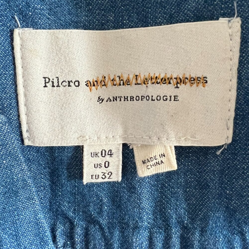 Pilcro & The Letterpress Wide Leg Crop Light Denim Jumpsuit Size 0 - Picture 14 of 16